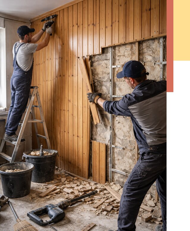 Демонтаж вагонки со стен в Копейске от 1488 руб. — снятие, удаление, срочно | ОТДЕЛОЧНИК-Кпс