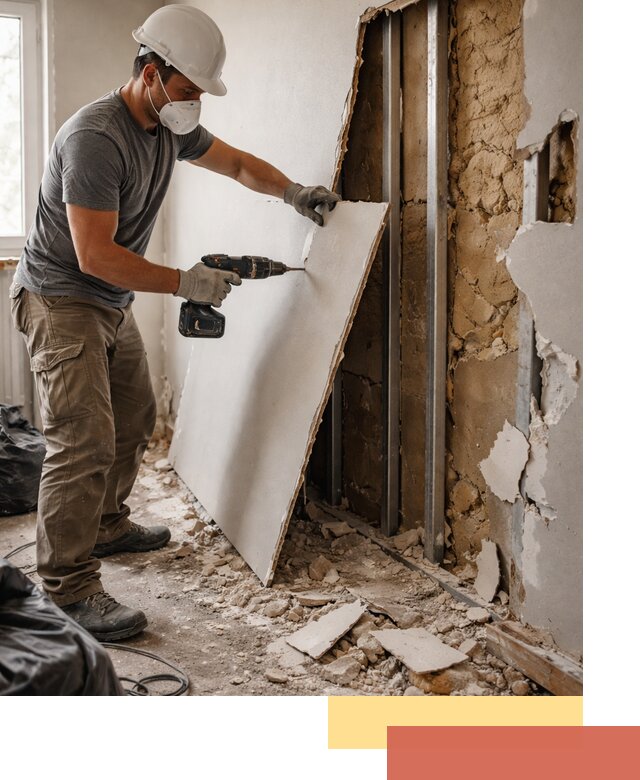 Демонтаж гипсокартона со стен в Копейске качественно и быстро