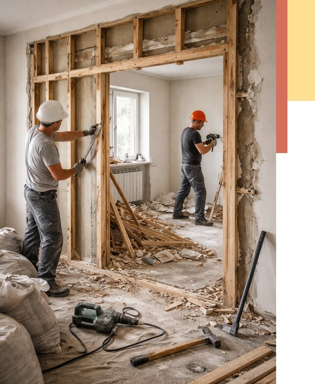 Демонтаж деревянных перегородок в Копейске от 3284 руб. — быстро и недорого | ОТДЕЛОЧНИК-Кпс