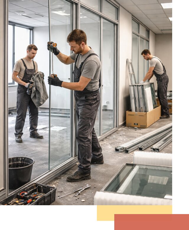 Демонтаж стеклянных перегородок в Копейске быстро и безопасно