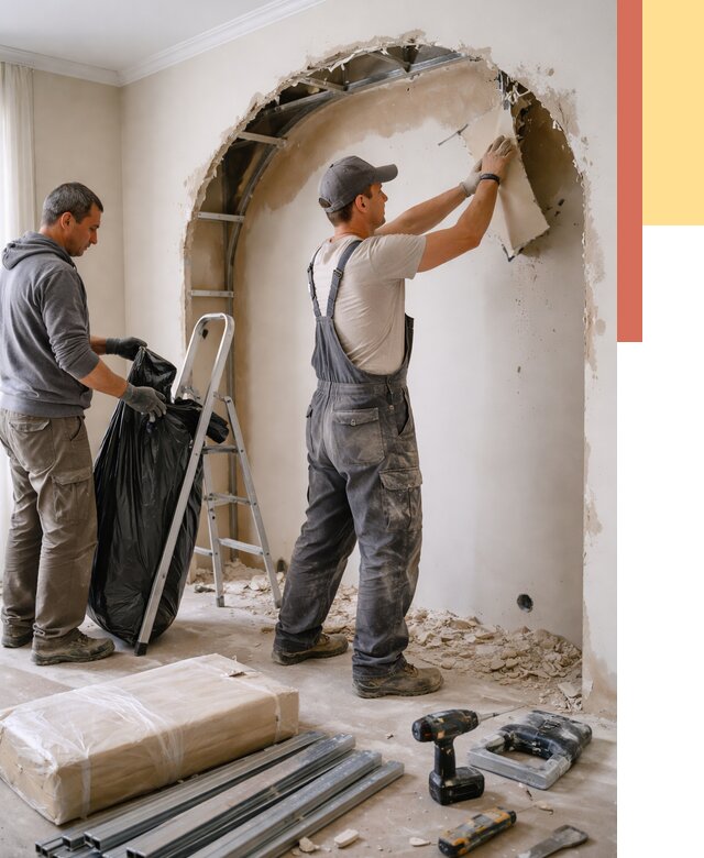 Демонтаж арки из гипсокартона в Копейске от 3592 руб. — услуги под ключ | ОТДЕЛОЧНИК-Кпс