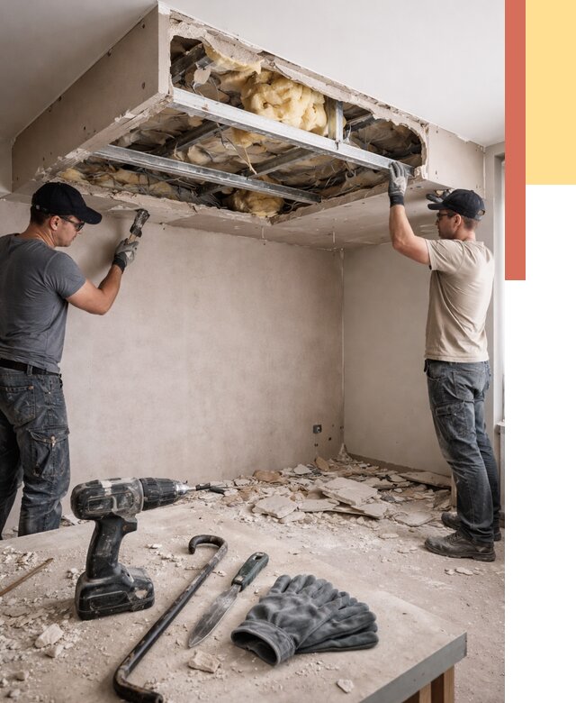 Демонтаж короба из гипсокартона в Копейске от 1560 руб. — быстро и недорого | ОТДЕЛОЧНИК-Кпс