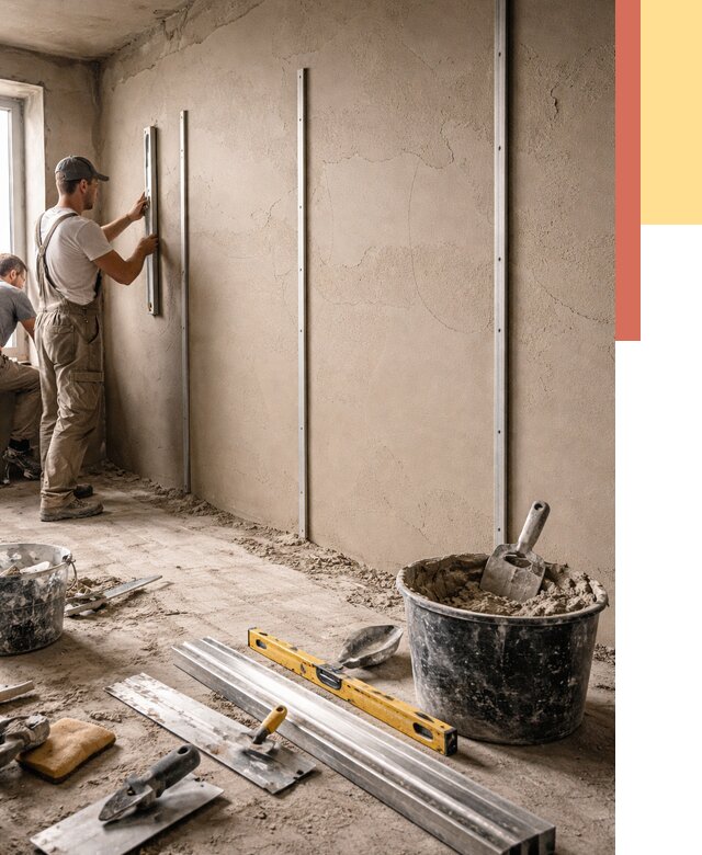 Штукатурка стен по маякам в Копейске от 5645 руб./м² — выравнивание под ключ | ОТДЕЛОЧНИК-Кпс