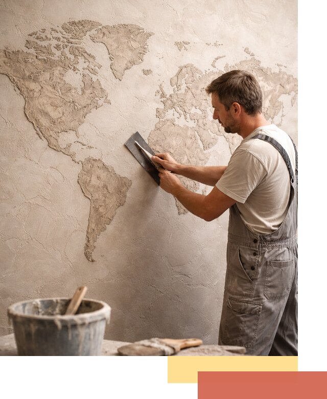 Декоративная штукатурка «Карта мира» под ключ в Копейске