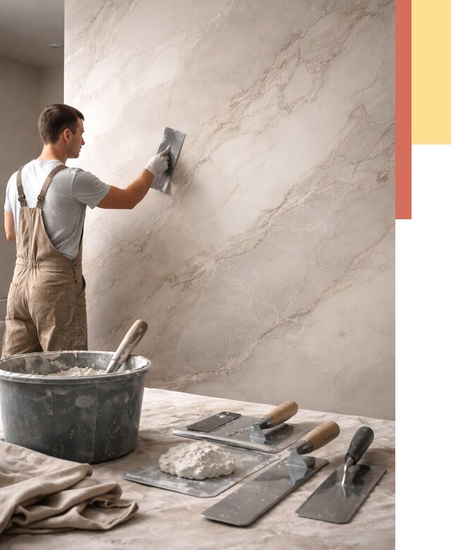 Декоративная штукатурка под мрамор в Копейске от 2874 руб./м² — быстро и недорого | ОТДЕЛОЧНИК-Кпс