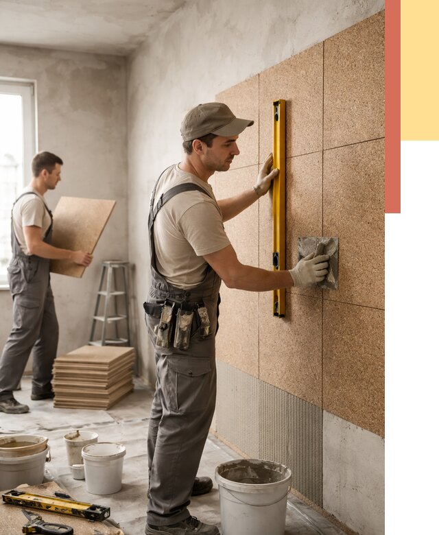 Монтаж пробковых панелей на стены в Копейске от 3592 руб. — ОТДЕЛОЧНИК-Кпс