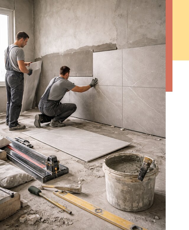 Облицовка стен керамогранитом в Копейске от 4310 руб./м² — услуги под ключ | ОТДЕЛОЧНИК-Кпс