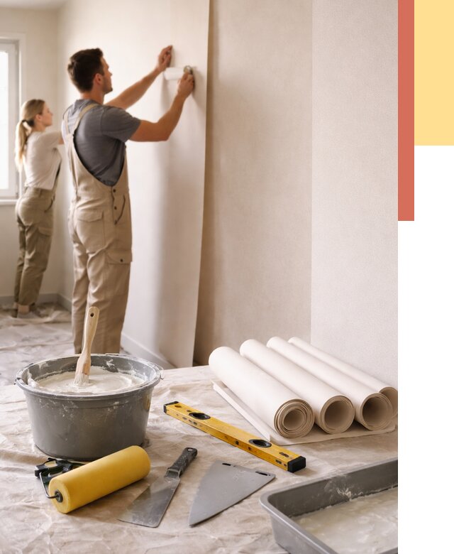 Поклейка бумажных обоев в Копейске от 5645 руб./м2 — быстро и недорого | ОТДЕЛОЧНИК-Кпс