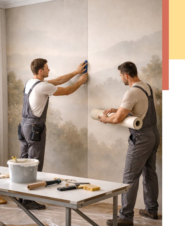 Поклейка фотообоев в Копейске от 8724 руб/м² — быстро и недорого | ОТДЕЛОЧНИК-Кпс