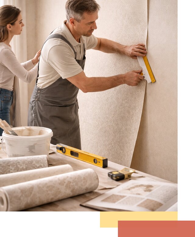 Поклейка обоев с подбором рисунка в Копейске