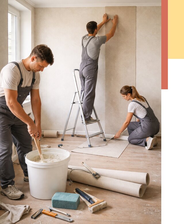 Оклейка стен обоями в Копейске от 3592 руб/м2 — быстро и недорого | ОТДЕЛОЧНИК-Кпс