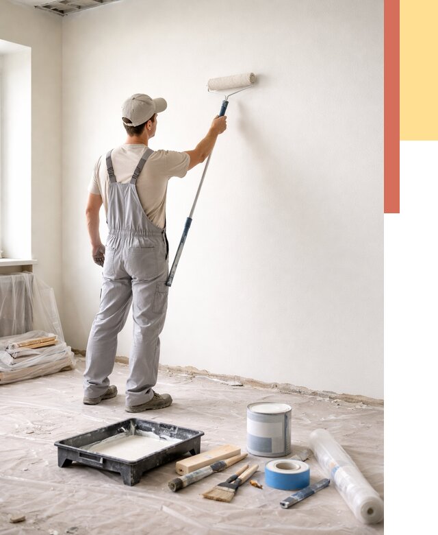 Покраска стен водоэмульсионной краской в Копейске от 462 руб. за м² | ОТДЕЛОЧНИК-Кпс