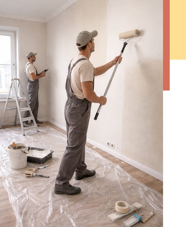 Покраска стен акриловой краской в Копейске от 3592 руб./м² — быстро и недорого | ОТДЕЛОЧНИК-Кпс