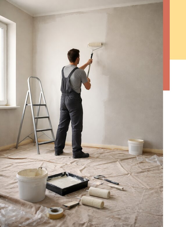 Покраска стен моющейся краской в Копейске от 359 руб./м² — быстро и недорого | ОТДЕЛОЧНИК-Кпс