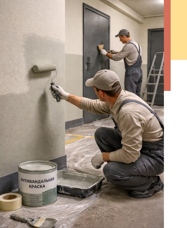 Покраска стен антивандальной краской в Копейске от 4618 руб./м² под ключ | ОТДЕЛОЧНИК-Кпс