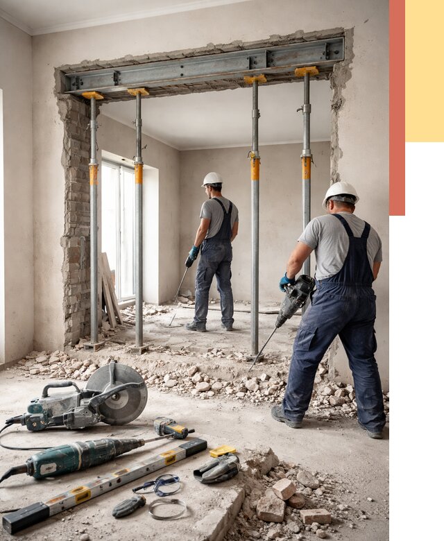 Прорезка проема в стене в Копейске от 4618 руб. — быстро и недорого | ОТДЕЛОЧНИК-Кпс