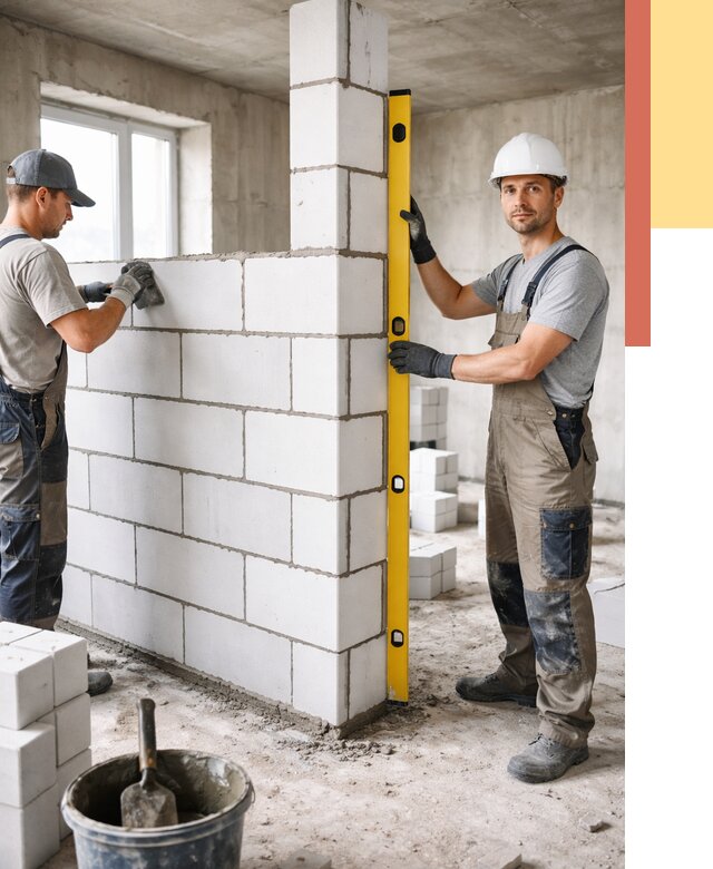 Кладка перегородок из пеноблока в Копейске от 1847 руб. под ключ | ОТДЕЛОЧНИК-Кпс