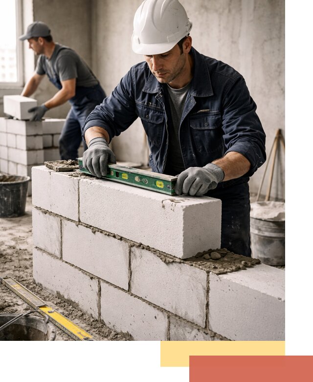 Кладка перегородок из пеноблока под ключ в Копейске