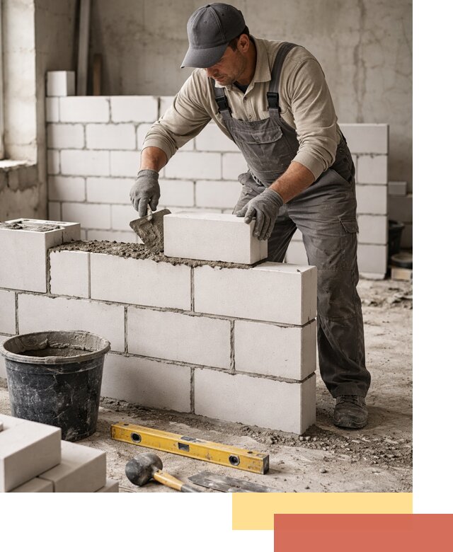 Кладка перегородок из силикатного блока в Копейске