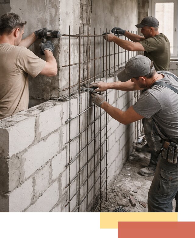 Армирование кладки перегородок в Копейске профессионально и надёжно