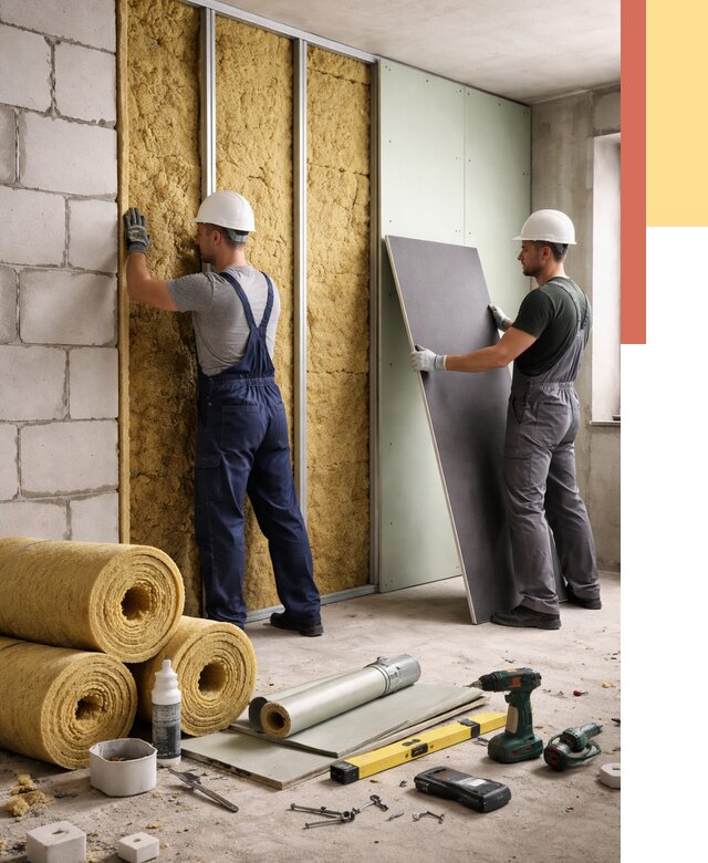 Шумоизоляция перегородок из блоков в Копейске от 1899 руб./м² — быстро и недорого | ОТДЕЛОЧНИК-Кпс