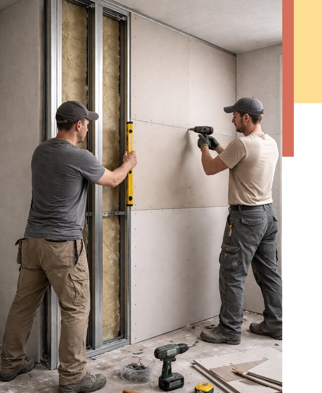 Монтаж двухслойной перегородки из гипсокартона в Копейске от 1488 руб. | ОТДЕЛОЧНИК-Кпс