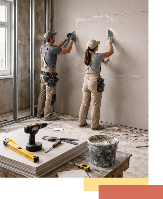 Монтаж двухслойной перегородки из гипсокартона в Копейске