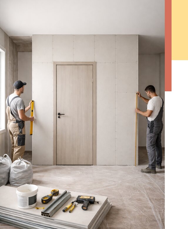 Перегородка из гипсокартона с дверью в Копейске от 4618 руб. под ключ | ОТДЕЛОЧНИК-Кпс