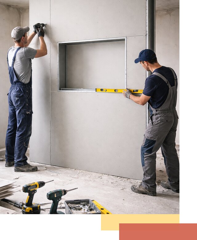 Перегородка из гипсокартона с нишей под декор в Копейске