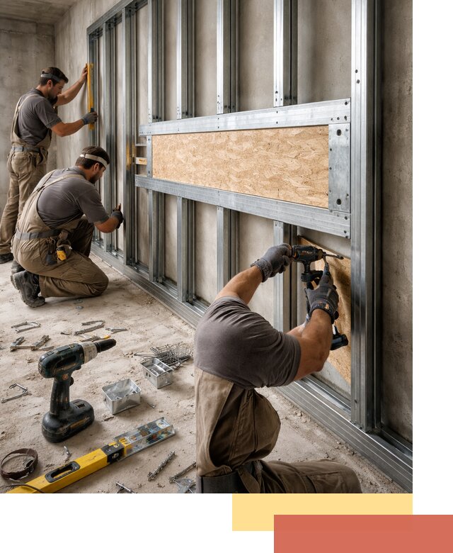 Усиленная перегородка для крепления тяжёлых конструкций в Копейске