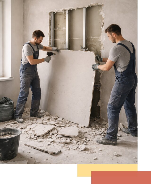 Демонтаж перегородки из гипсокартона в Копейске быстрый и аккуратный