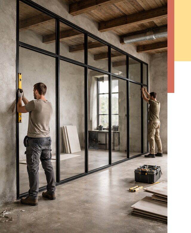 Стеклянные перегородки лофт в Копейске от 10776 руб. под ключ | ОТДЕЛОЧНИК-Кпс