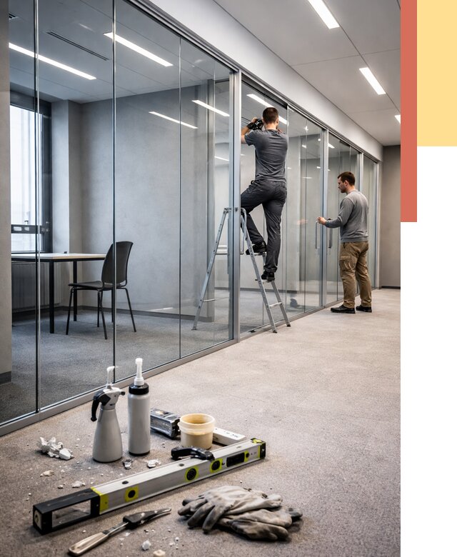 Стеклянные офисные перегородки в Копейске от 8724 руб. — монтаж и установка | ОТДЕЛОЧНИК-Кпс