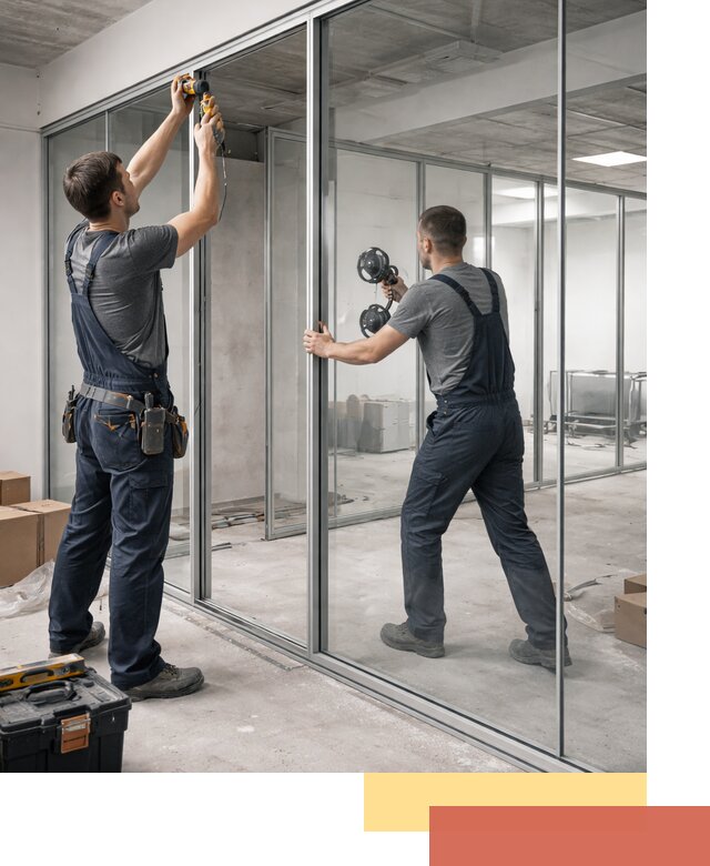 Алюминиевые перегородки со стеклом в Копейске — изготовление и монтаж