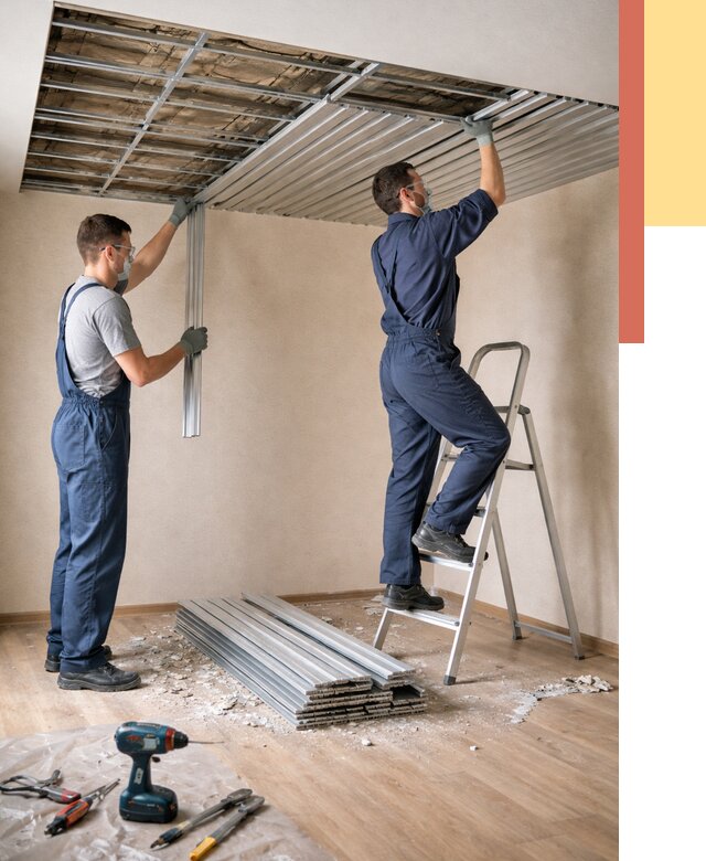 Демонтаж реечного потолка в Копейске от 4618 руб. быстро и недорого | ОТДЕЛОЧНИК-Кпс