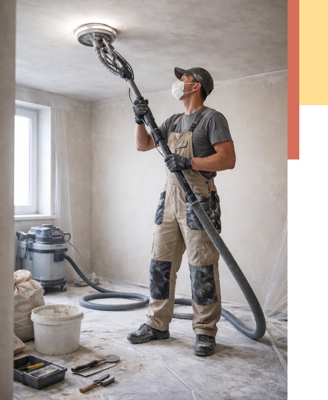 Шлифовка потолка в Копейске от 3592 руб. — услуги шлифования потолка | ОТДЕЛОЧНИК-Кпс