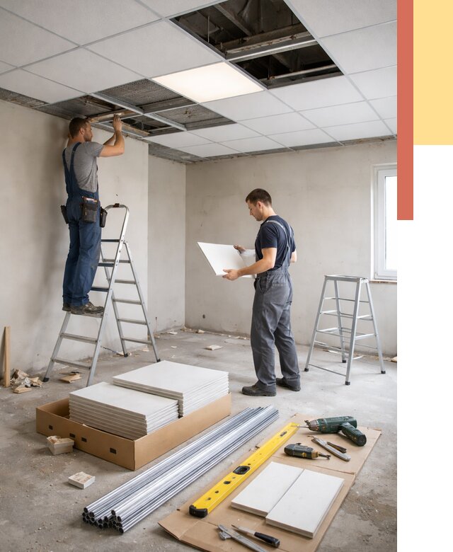 Монтаж потолка армстронг в Копейске от 4618 руб/м2 — быстрая установка под ключ | ОТДЕЛОЧНИК-Кпс