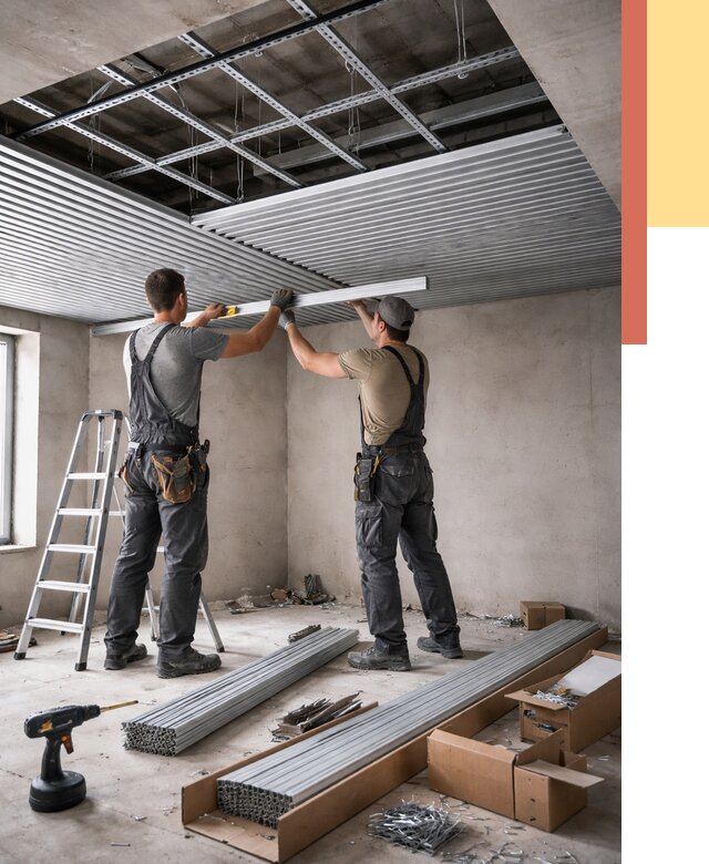 Монтаж реечного потолка в Копейске от 4618 руб. под ключ | ОТДЕЛОЧНИК-Кпс