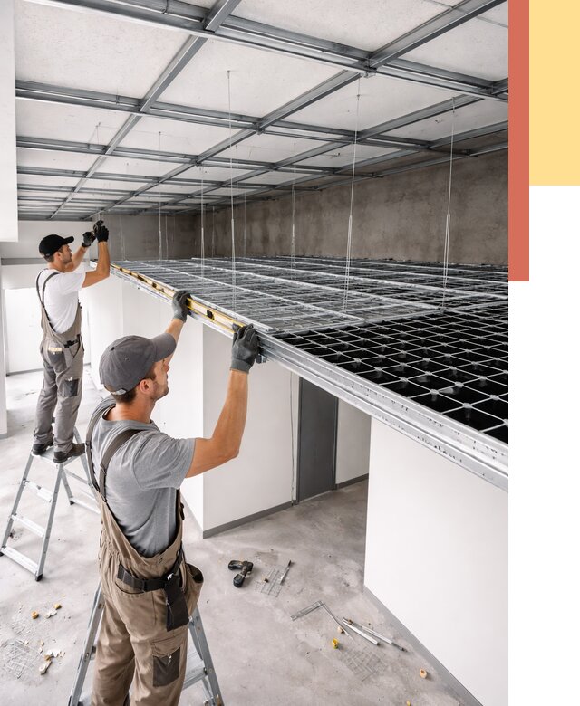 Монтаж потолка грильято в Копейске от 462 руб./м² — быстрая сборка под ключ | ОТДЕЛОЧНИК-Кпс