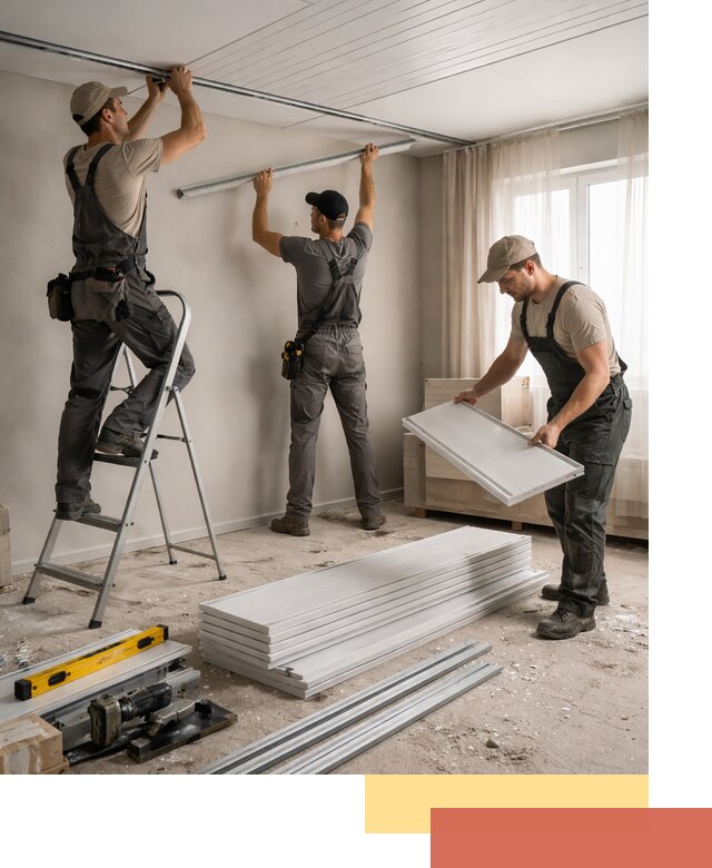 Монтаж потолка из ПВХ панелей в Копейске оперативно и качественно