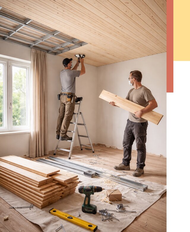 Монтаж потолка из вагонки в Копейске от 6671 руб. | Быстро и недорого — ОТДЕЛОЧНИК-Кпс