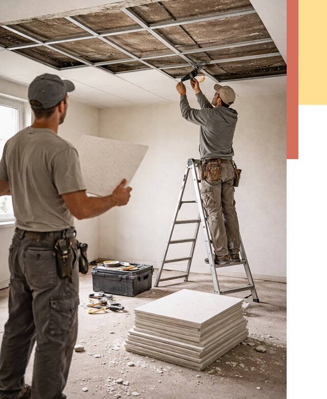 Замена плит подвесного потолка в Копейске от 1796 руб. быстро и недорого | ОТДЕЛОЧНИК-Кпс