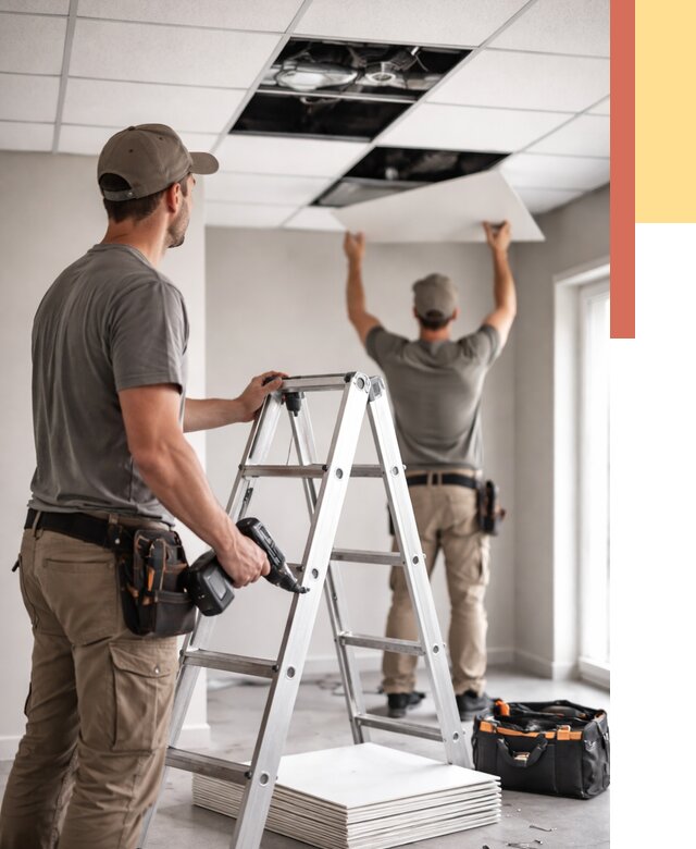 Обслуживание подвесного потолка в Копейске от 3592 руб. — быстро и недорого | ОТДЕЛОЧНИК-Кпс