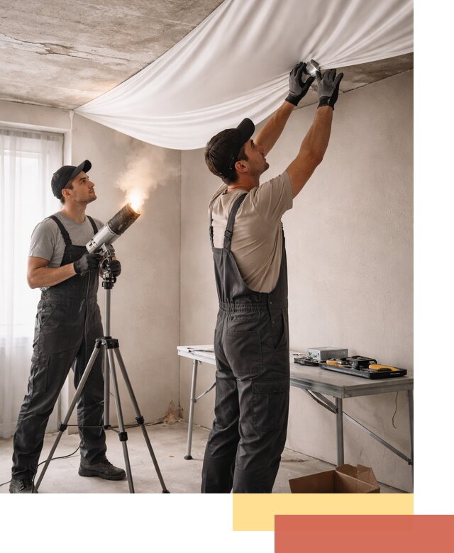 Установка натяжного потолка под ключ в Копейске