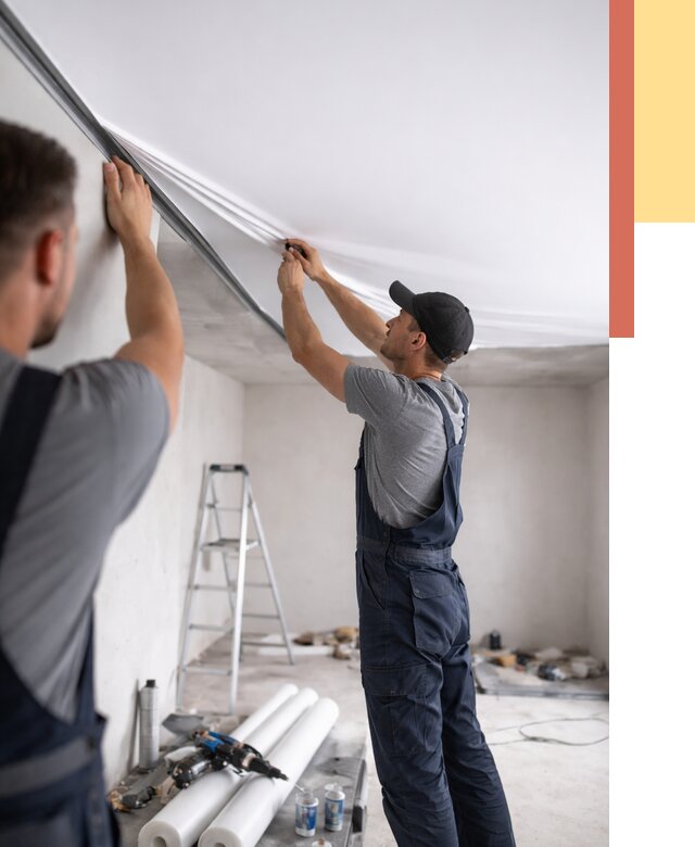 Монтаж матового натяжного потолка в Копейске от 4618 руб./м² — быстро и недорого | ОТДЕЛОЧНИК-Кпс