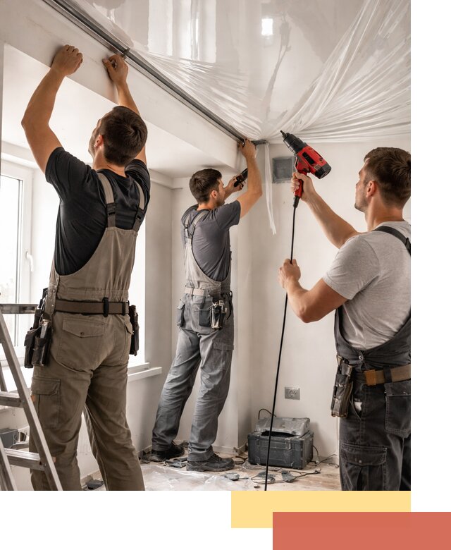 Монтаж глянцевого натяжного потолка в Копейске быстро и качественно