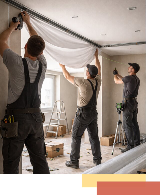 Монтаж парящего натяжного потолка под ключ в Копейске