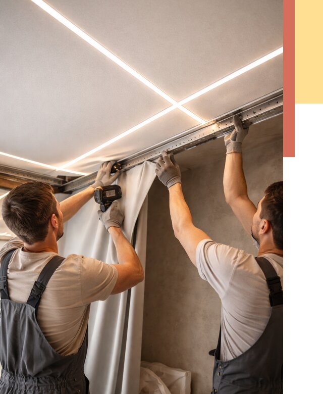 Монтаж натяжного потолка со световыми линиями в Копейске от 1232 руб. | ОТДЕЛОЧНИК-Кпс