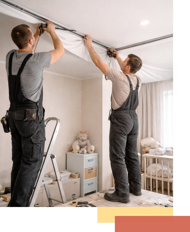 Монтаж натяжного потолка в детской комнате в Копейске