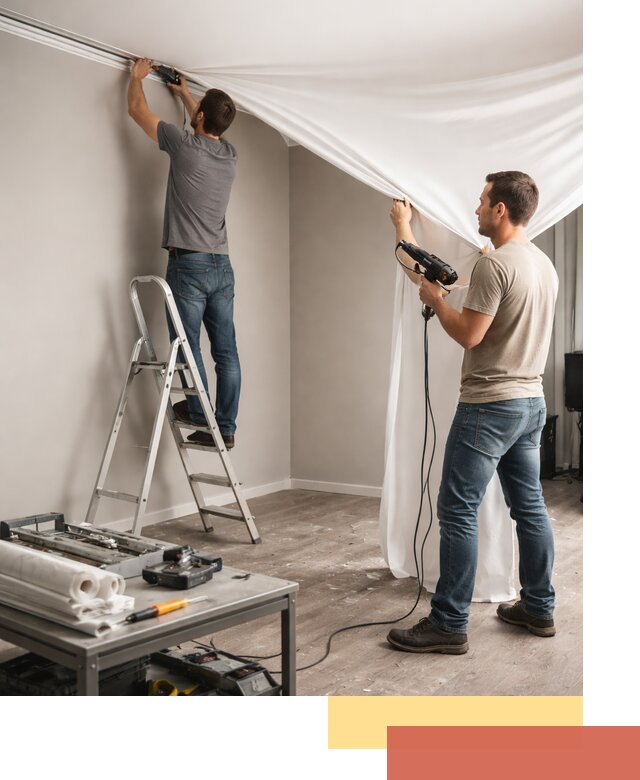 Монтаж натяжного потолка в студии в Копейске